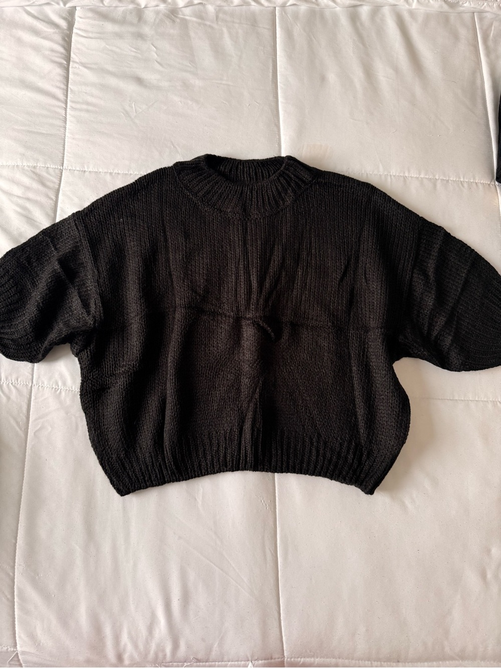 Classic Black Cropped Knit Sweater - Women's